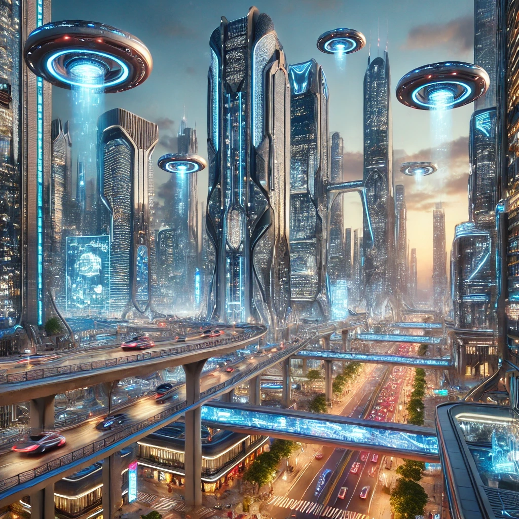 Futuristic cityscape, AI generated for BGRB Blog post, AI Images.